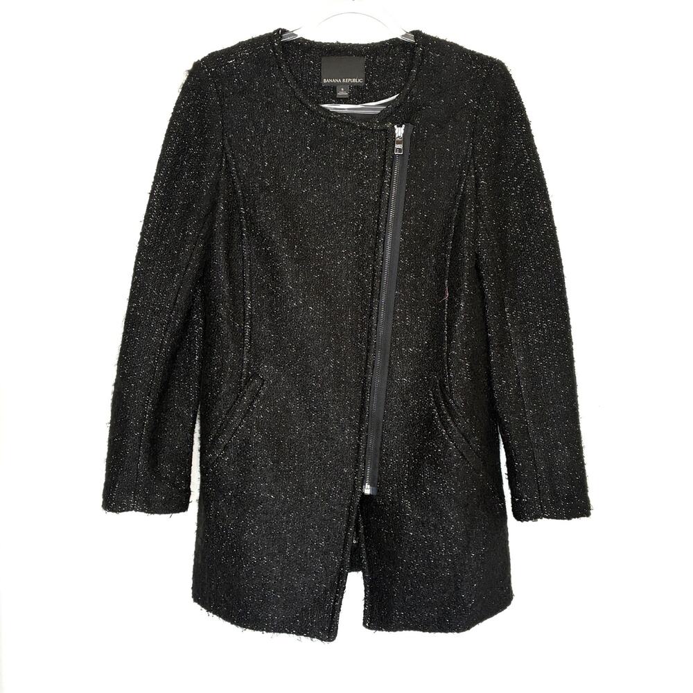 Banana Republic Soft Knit Heavy Sweater Jacket Asymmetrical Zip Womens Small